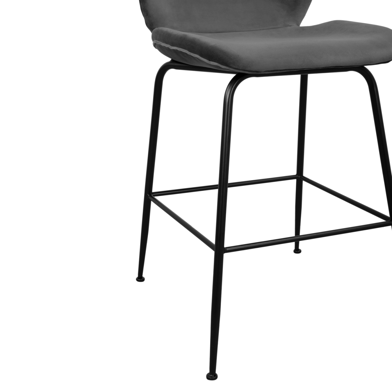 Bar Stool Nora Velvet Grey and Black metallic frame HM8524.01 48x61x103 cm [9]