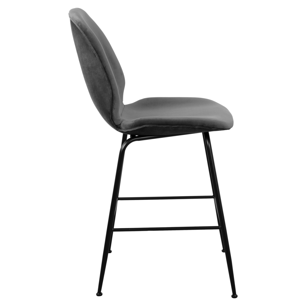 Bar Stool Nora Velvet Grey and Black metallic frame HM8524.01 48x61x103 cm [4]