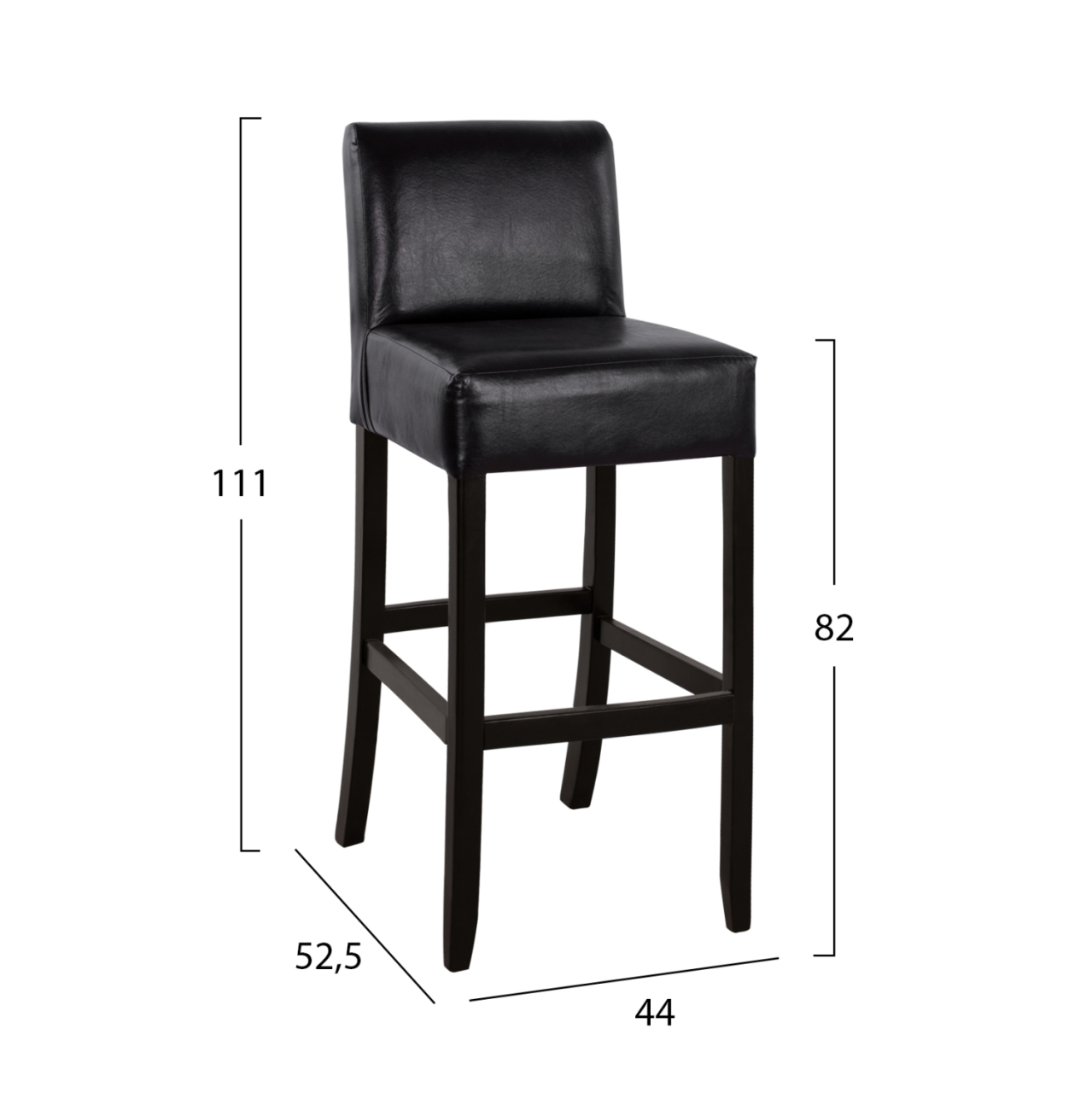 Bar Stool oak with back and PVC Brown Rodos Wenge HM299 44x52,5x111 cm [2]