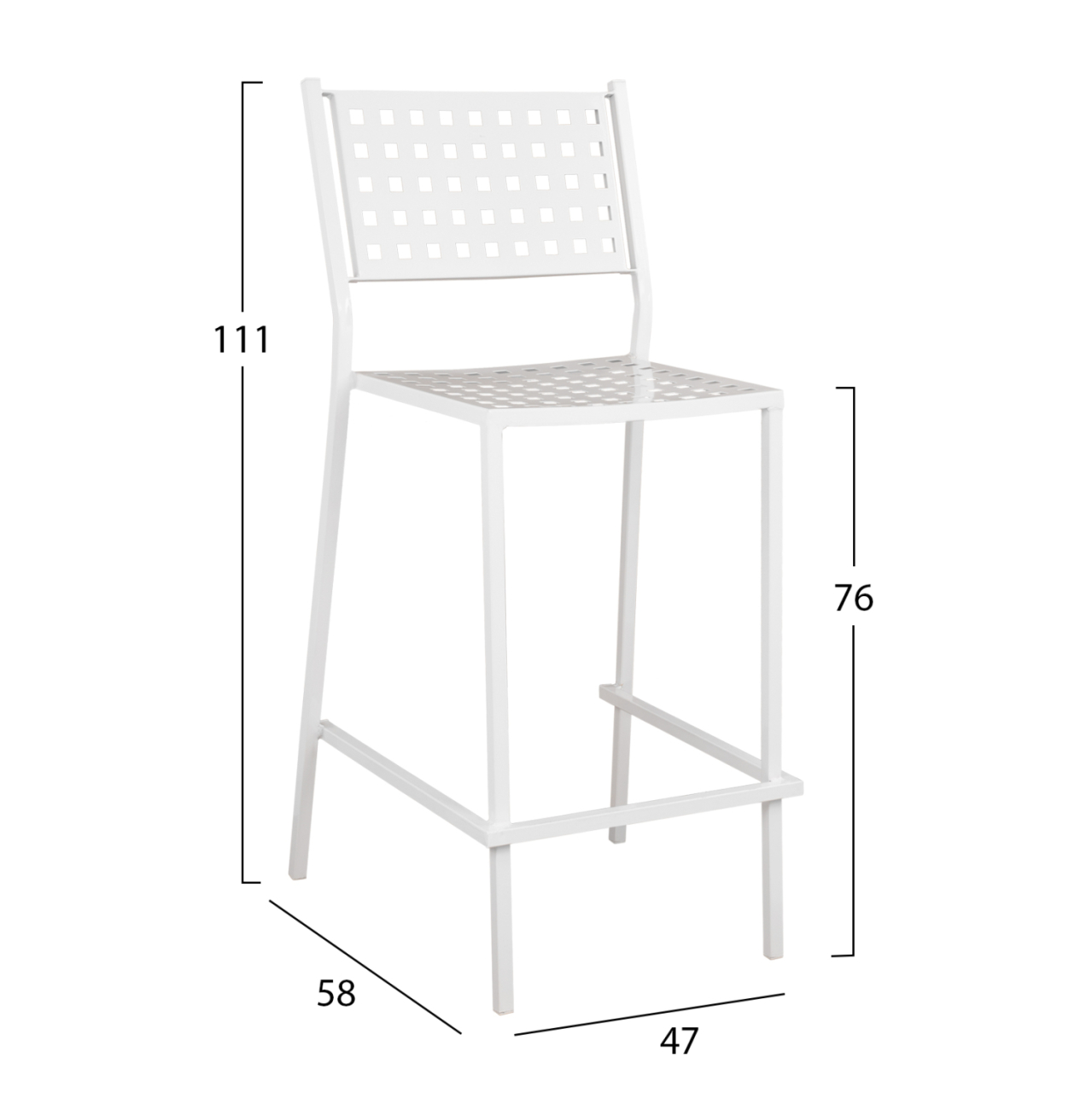 Bar Stool Olympias Metallic HM5528.02 White color 47x58x111cm [2]