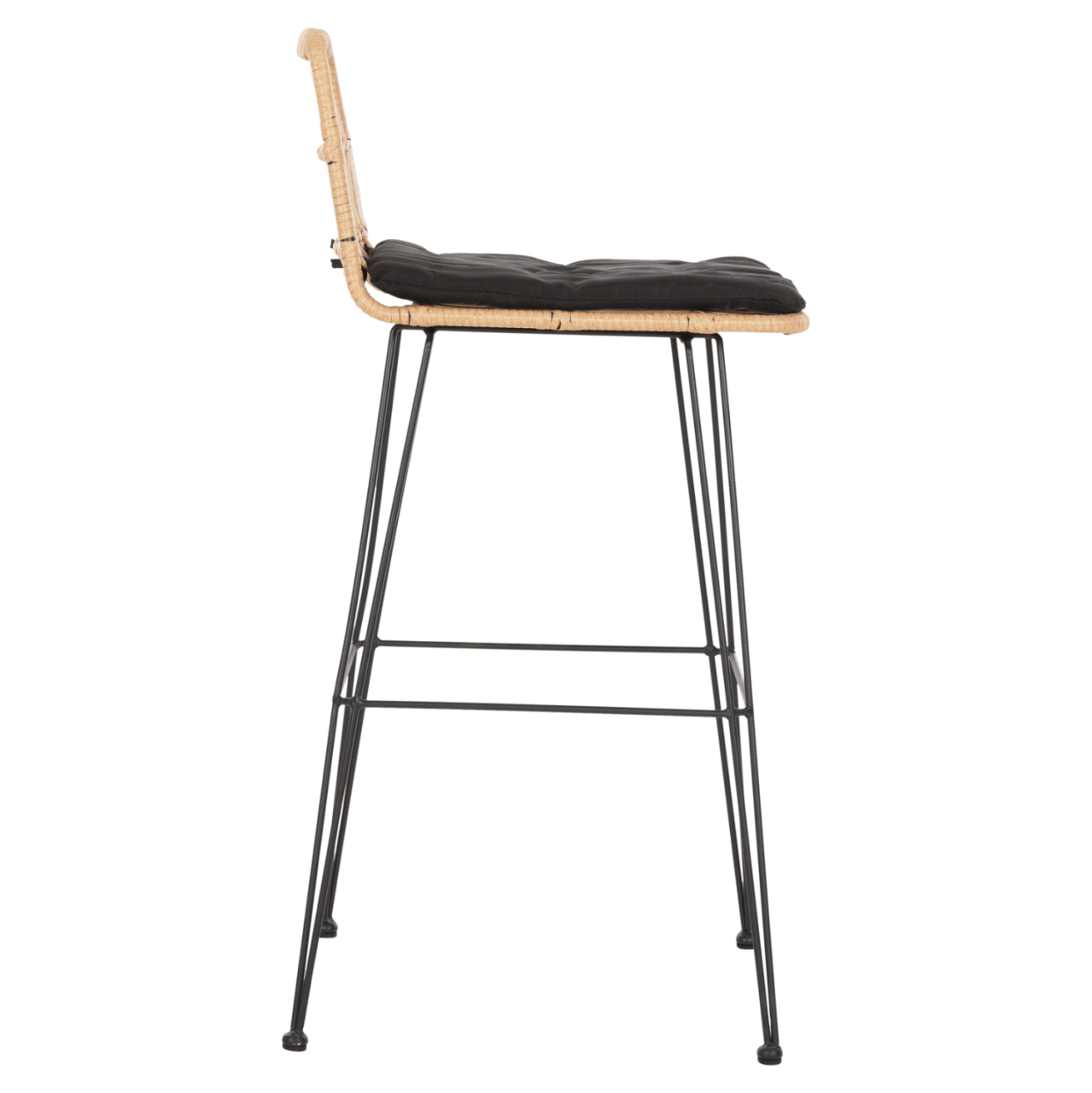 BAR STOOL OUTDOOR ALLEGRA HM5452.11 METALandCUSHION IN BLACK-BEIGE WICKER 52x51x103H cm. [4]
