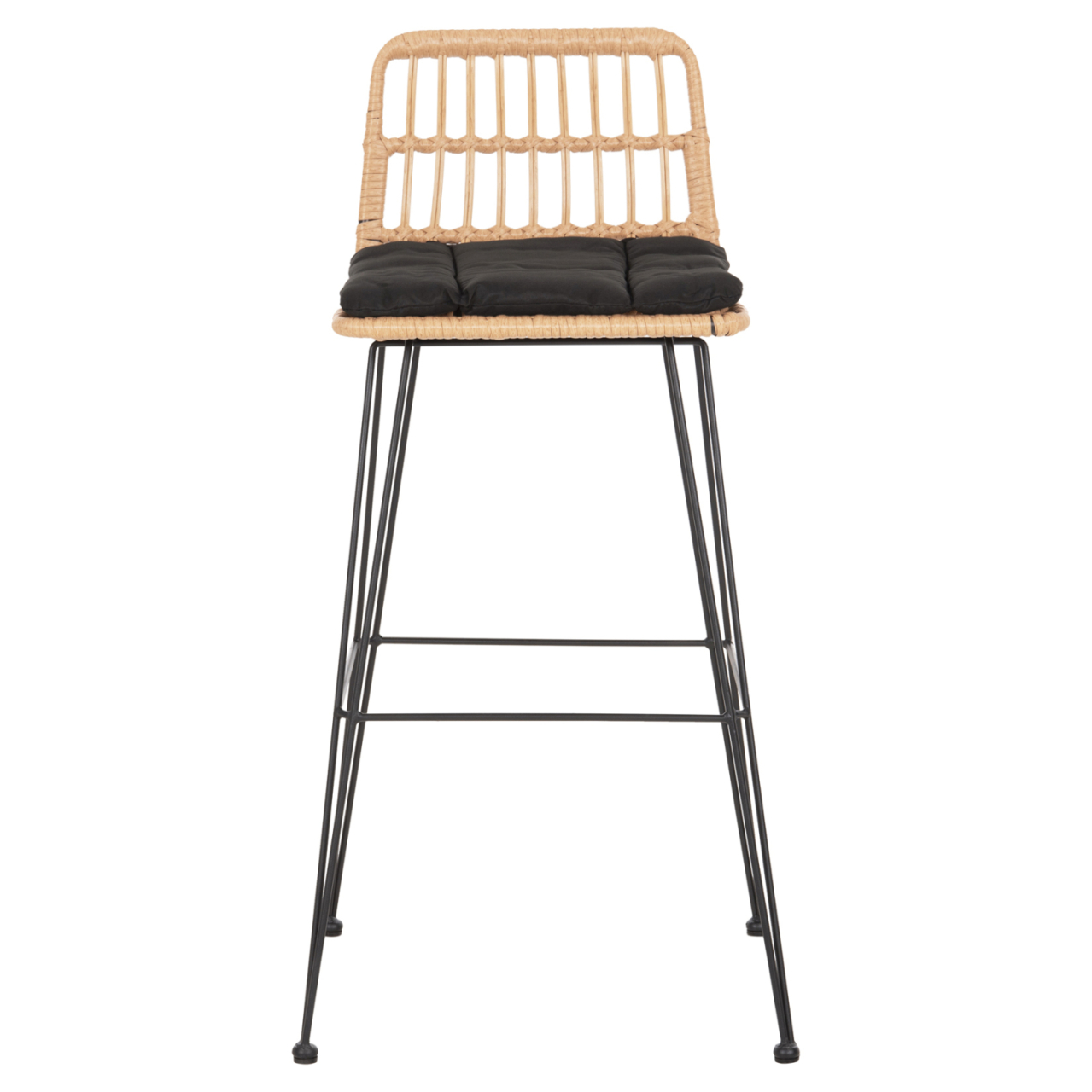 BAR STOOL OUTDOOR ALLEGRA HM5452.11 METALandCUSHION IN BLACK-BEIGE WICKER 52x51x103H cm. [3]