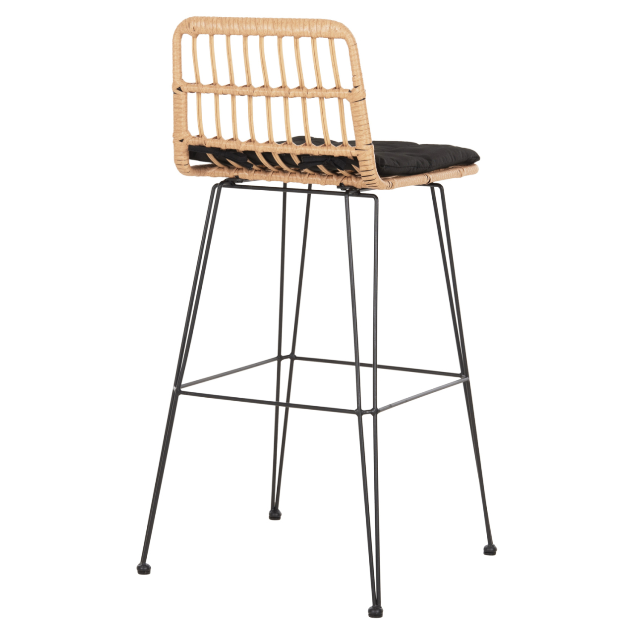 BAR STOOL OUTDOOR ALLEGRA HM5452.11 METALandCUSHION IN BLACK-BEIGE WICKER 52x51x103H cm. [5]
