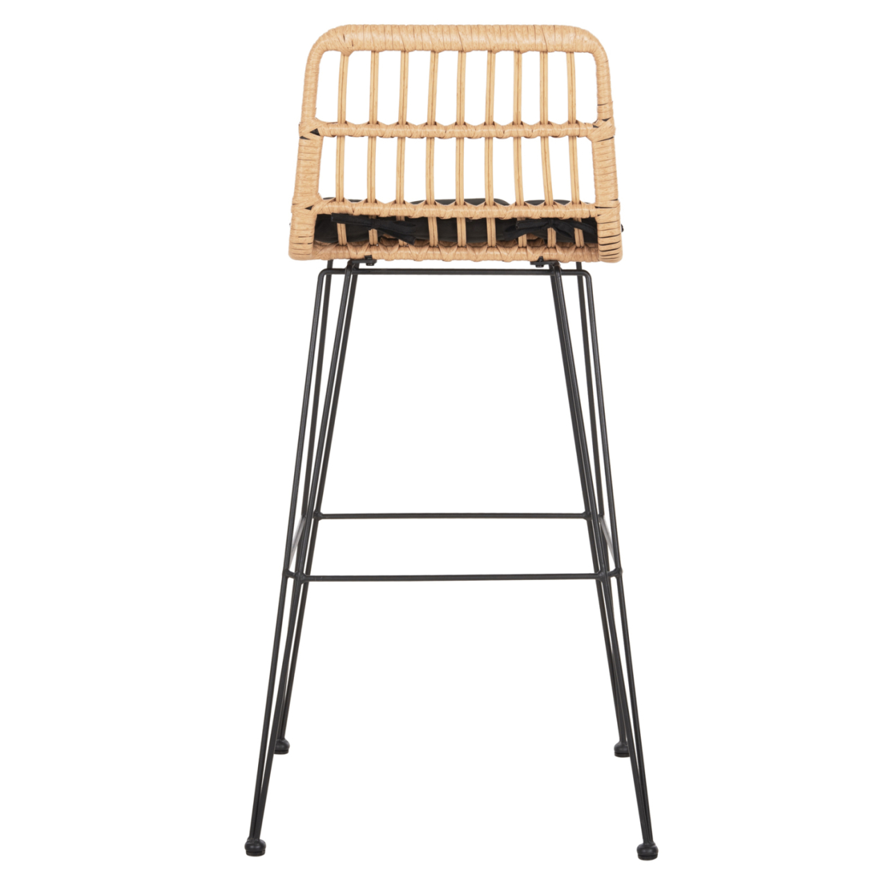 BAR STOOL OUTDOOR ALLEGRA HM5452.11 METALandCUSHION IN BLACK-BEIGE WICKER 52x51x103H cm. [6]