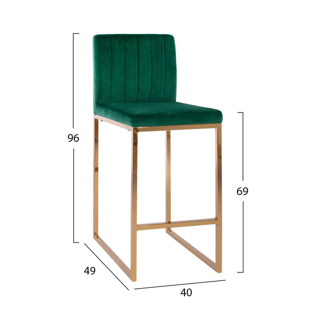 Bar Stool Piper Velvet Cypress and Gold Metallic Frame HM8525.03 40x49x96 cm [2]