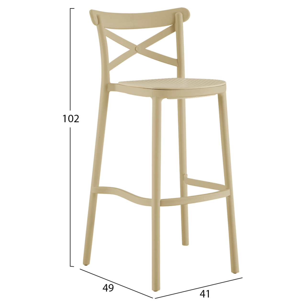 BAR STOOL POLYPROPYLENE CONN HM5933.03 IN CAPPUCCINO COLOR 41x49x102Hcm [2]