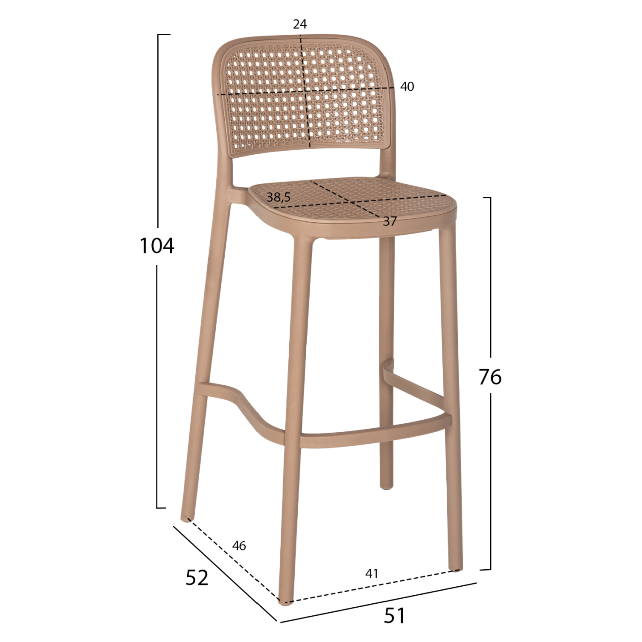 BAR STOOL POLYPROPYLENE HM5939.03 IN CAPPUCCINO COLOR 51x52x104Hcm. [2]