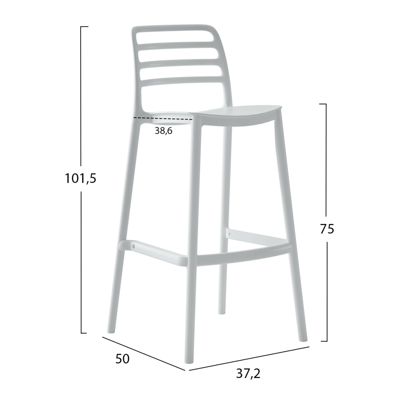 BAR STOOL POLYPROPYLENE SNOD HM6099.01 WHITE 37,2x50x101,5Hcm. [2]