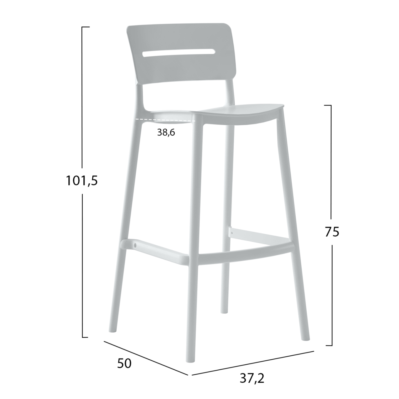 BAR STOOL POLYPROPYLENE SNOD2 HM6100.01 WHITE 37,2x50x101,5Hcm. [2]