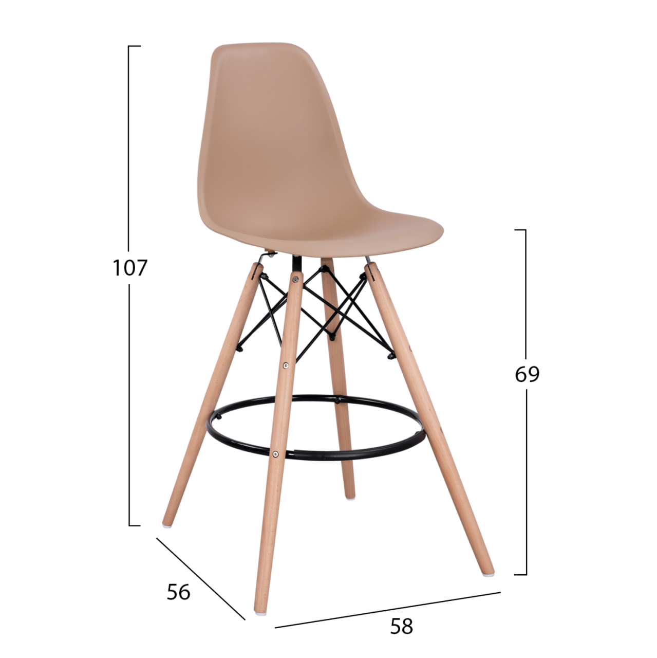 Bar Stool Renata HM0173.45 Cappuccino 58x56x107cm [2]