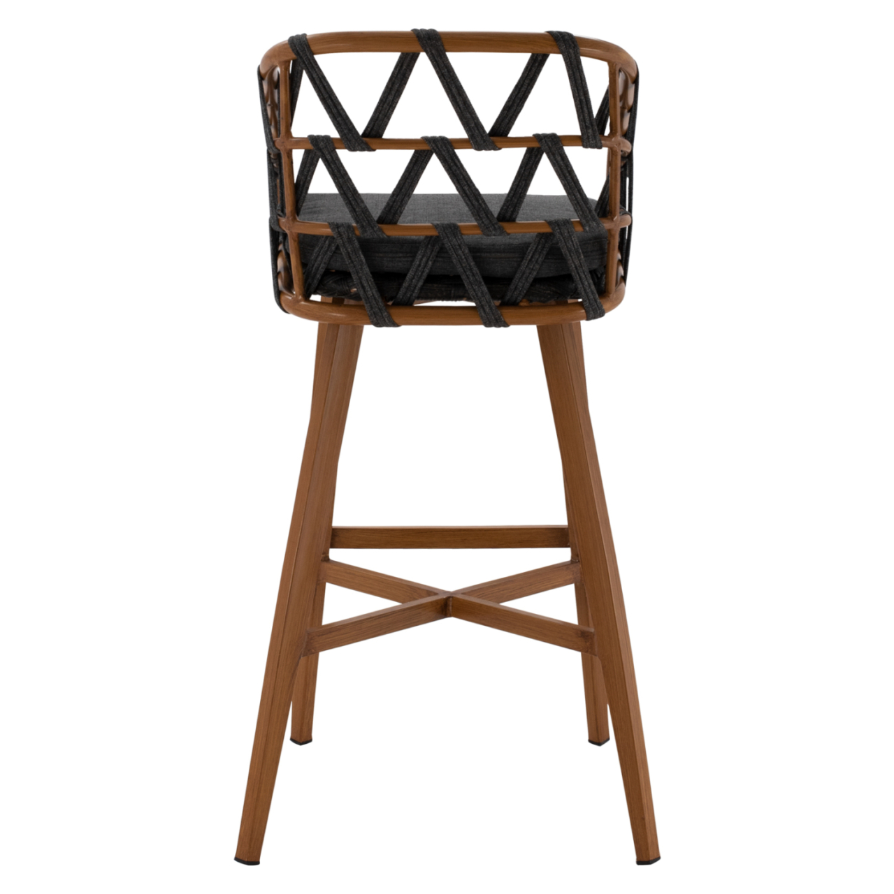 BAR STOOL RICKO HM5781.11 BROWN ALUMINUM FRAME--DARK GREY STRAP ROPE 56x59x102Hcm. [5]