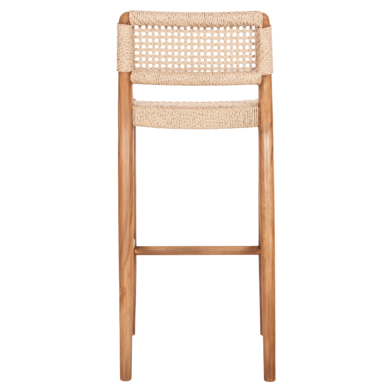 BAR STOOL ROSCO HM6134 TEAK WOOD IN NATURAL-VIRO ROPE IN BEIGE 47x52x100Hcm. [6]
