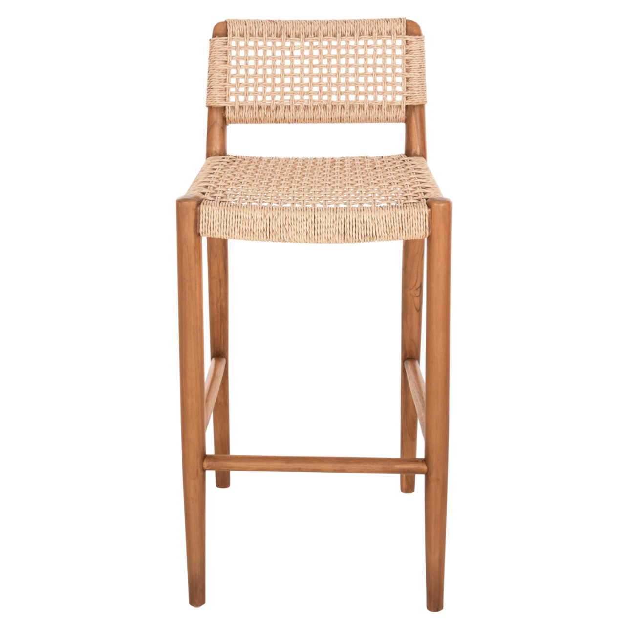 BAR STOOL ROSCO HM6134 TEAK WOOD IN NATURAL-VIRO ROPE IN BEIGE 47x52x100Hcm. [3]