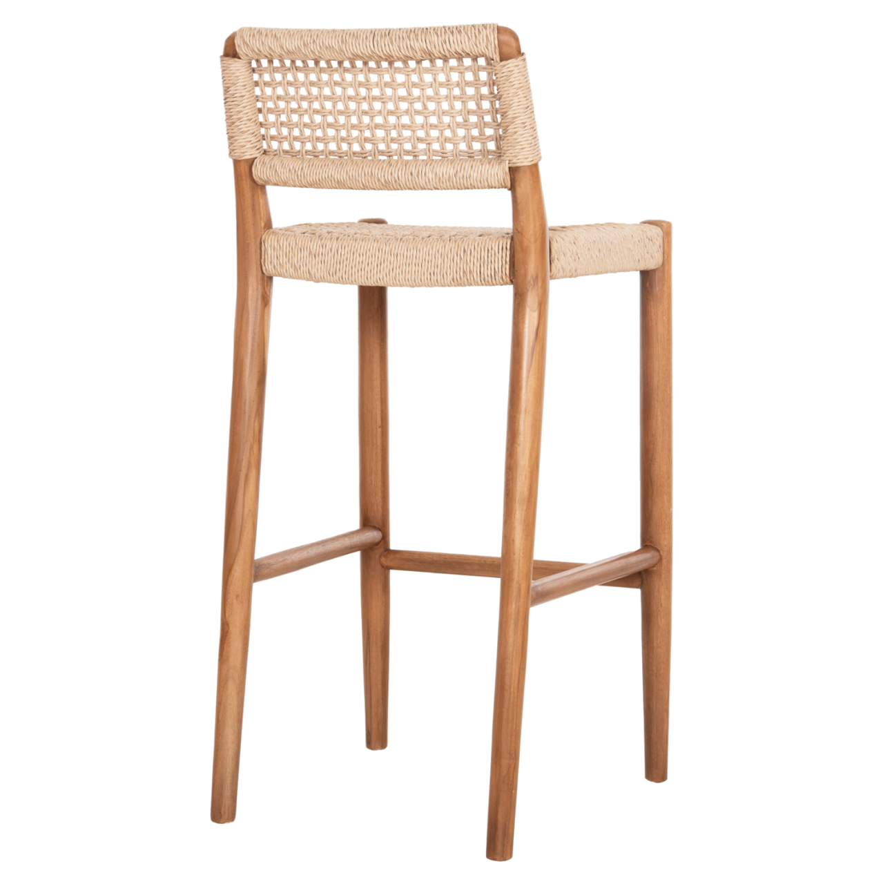 BAR STOOL ROSCO HM6134 TEAK WOOD IN NATURAL-VIRO ROPE IN BEIGE 47x52x100Hcm. [5]