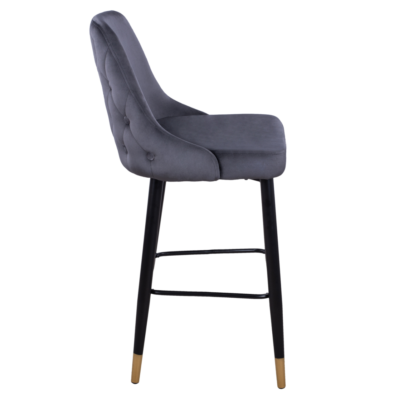 Bar Stool SERENITY HM8519.01 from velvet grey with metallic frame 51x57x110cm [4]
