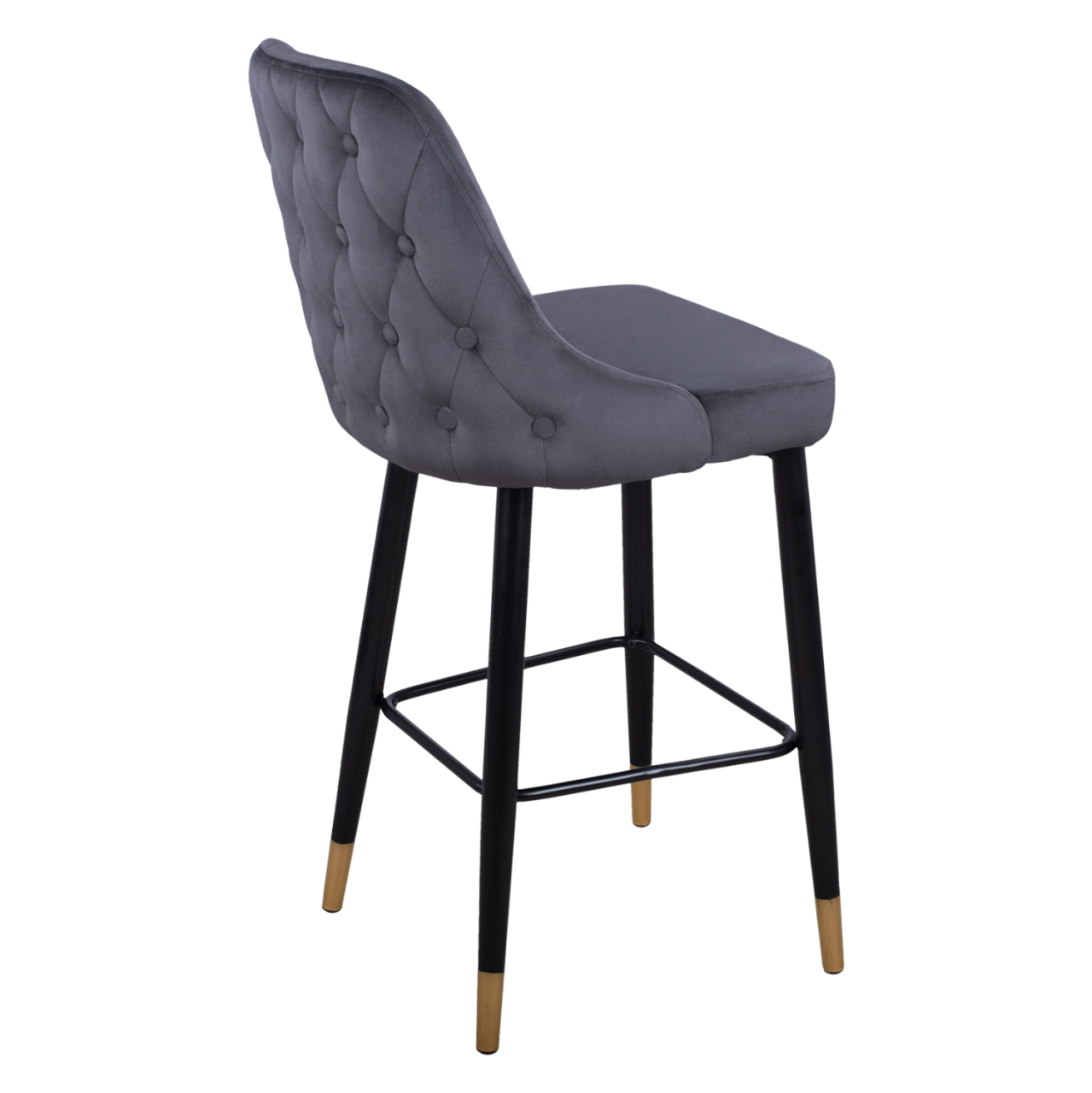 Bar Stool SERENITY HM8519.01 from velvet grey with metallic frame 51x57x110cm [5]