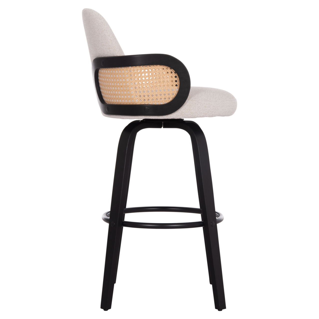 BAR STOOL SWIVEL BECKER HM18251.02 PLYWOOD IN BLACK--FABRIC IN ECRU 50x52x100Hcm. [4]