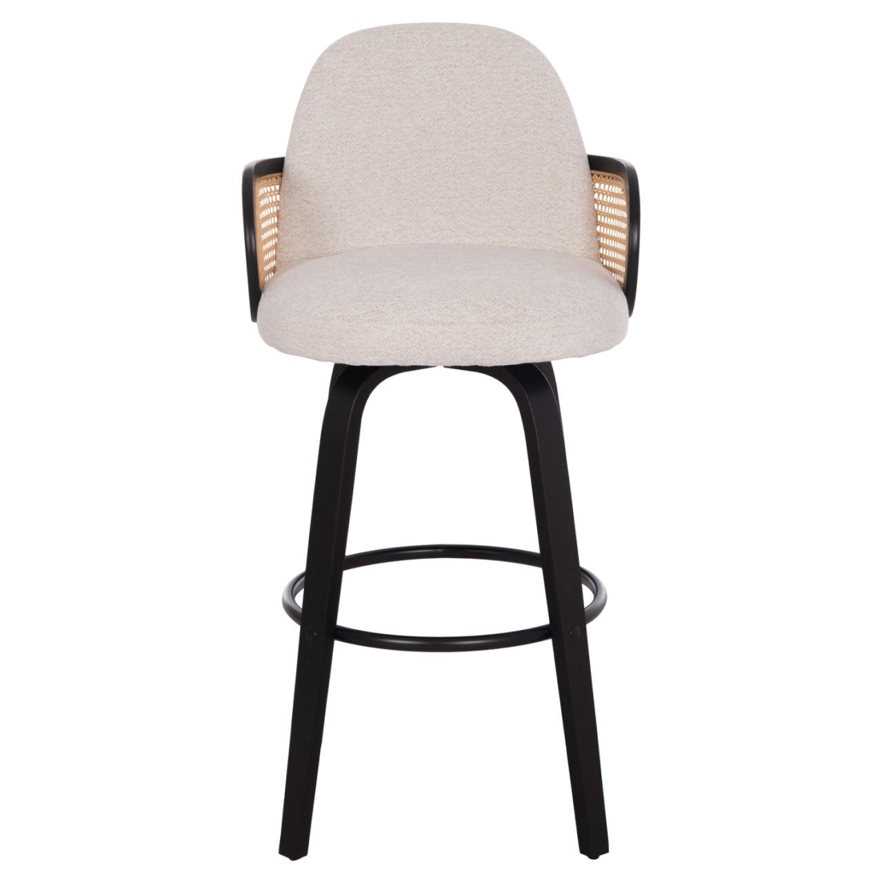 BAR STOOL SWIVEL BECKER HM18251.02 PLYWOOD IN BLACK--FABRIC IN ECRU 50x52x100Hcm. [3]
