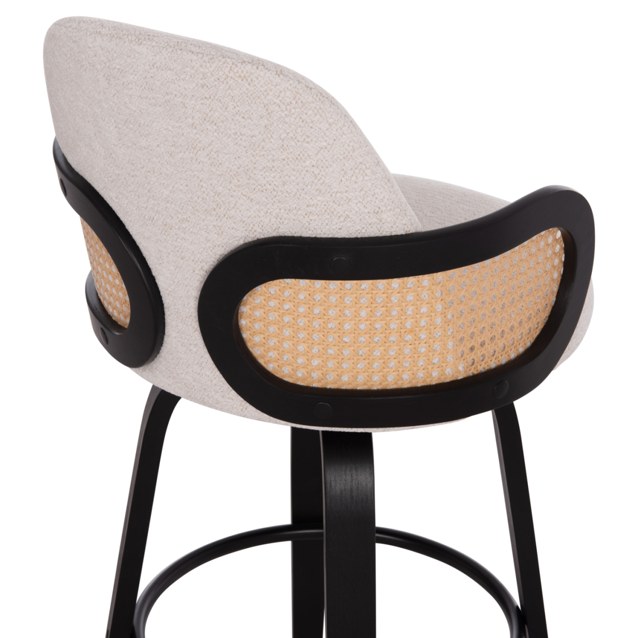 BAR STOOL SWIVEL BECKER HM18251.02 PLYWOOD IN BLACK--FABRIC IN ECRU 50x52x100Hcm. [10]