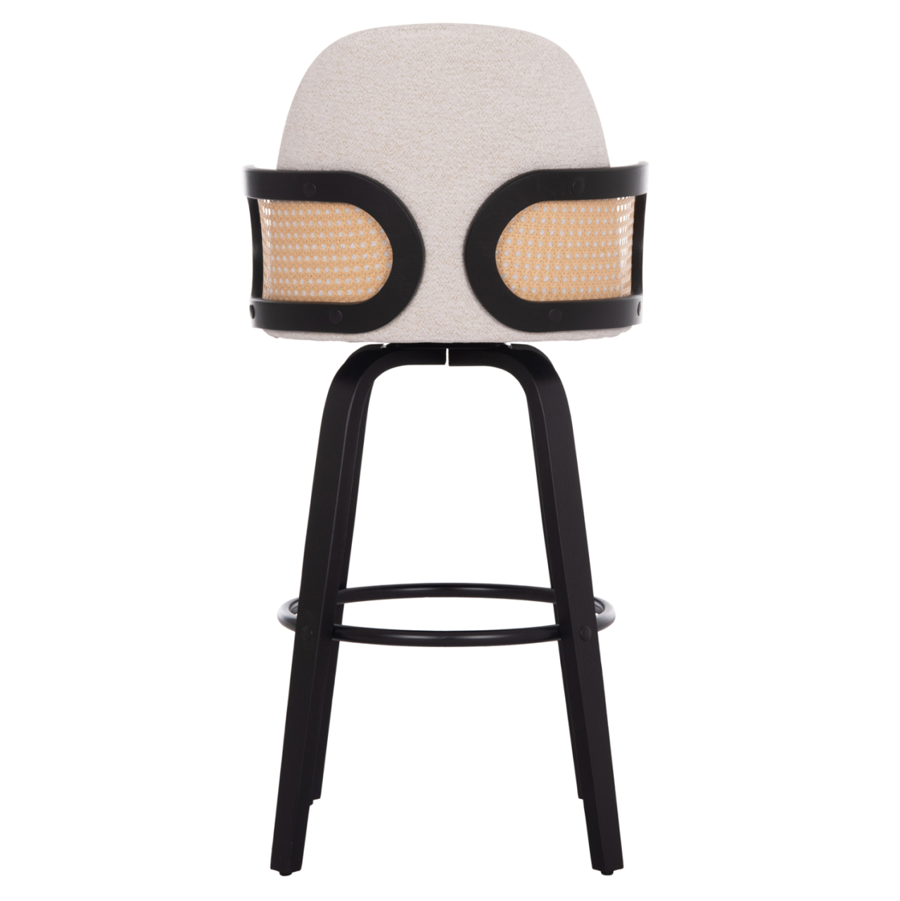 BAR STOOL SWIVEL BECKER HM18251.02 PLYWOOD IN BLACK--FABRIC IN ECRU 50x52x100Hcm. [6]