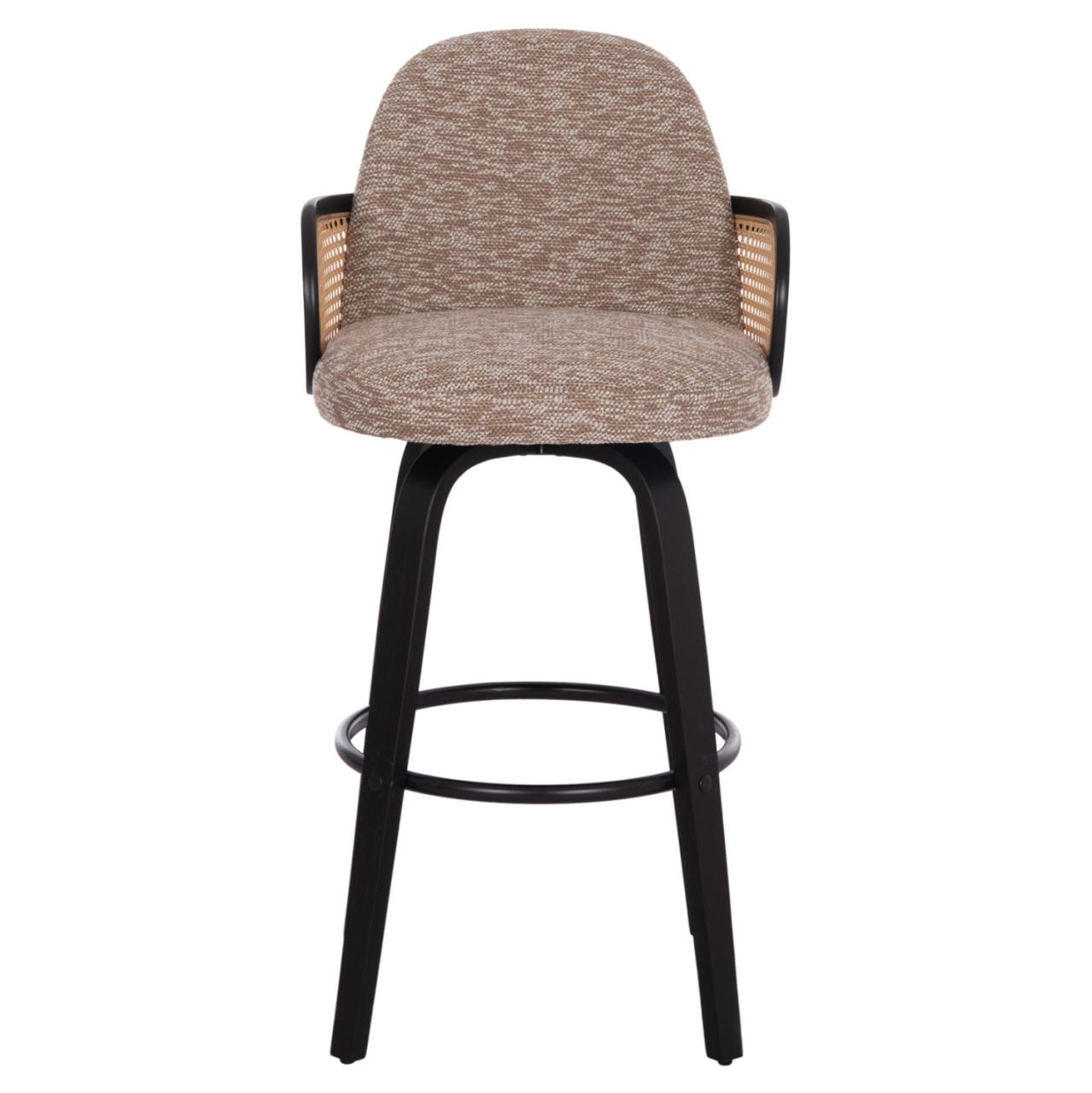 BAR STOOL SWIVEL BECKER HM18251.03 PLYWOOD IN BLACK--FABRIC IN BROWN 50x52x100Hcm. [3]