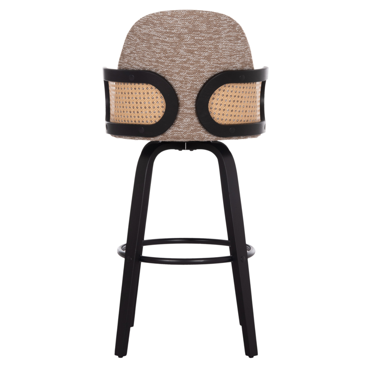 BAR STOOL SWIVEL BECKER HM18251.03 PLYWOOD IN BLACK--FABRIC IN BROWN 50x52x100Hcm. [6]