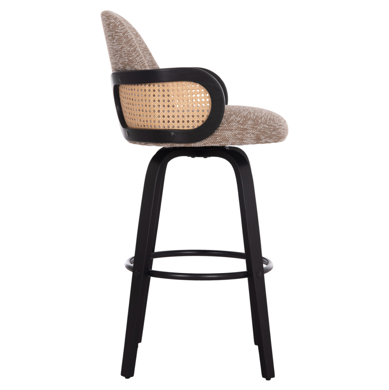 BAR STOOL SWIVEL BECKER HM18251.03 PLYWOOD IN BLACK--FABRIC IN BROWN 50x52x100Hcm. [4]
