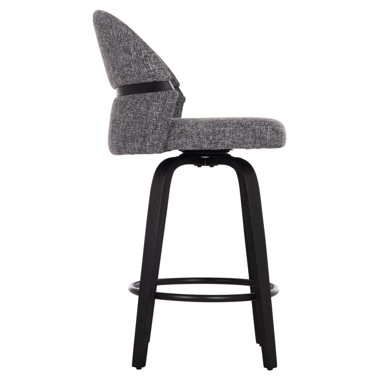 BAR STOOL SWIVEL DEKKER HM18250.02 PLYWOOD IN BLACK--FABRIC IN GREY 48x54x96Hcm. [4]