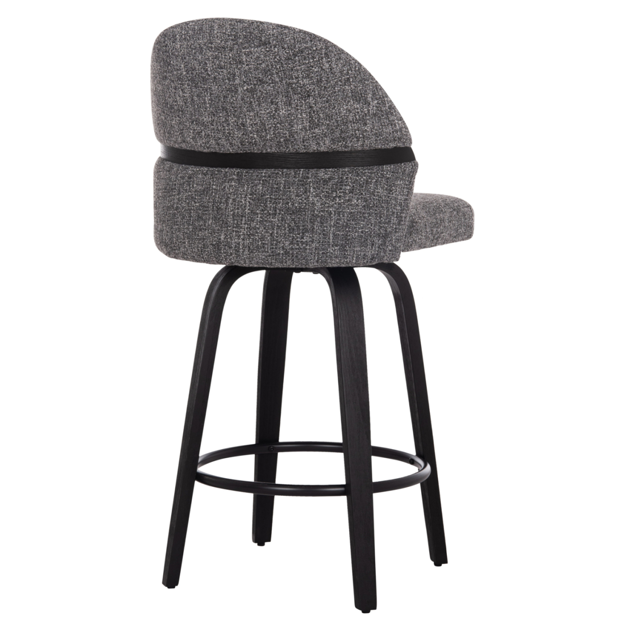 BAR STOOL SWIVEL DEKKER HM18250.02 PLYWOOD IN BLACK--FABRIC IN GREY 48x54x96Hcm. [5]