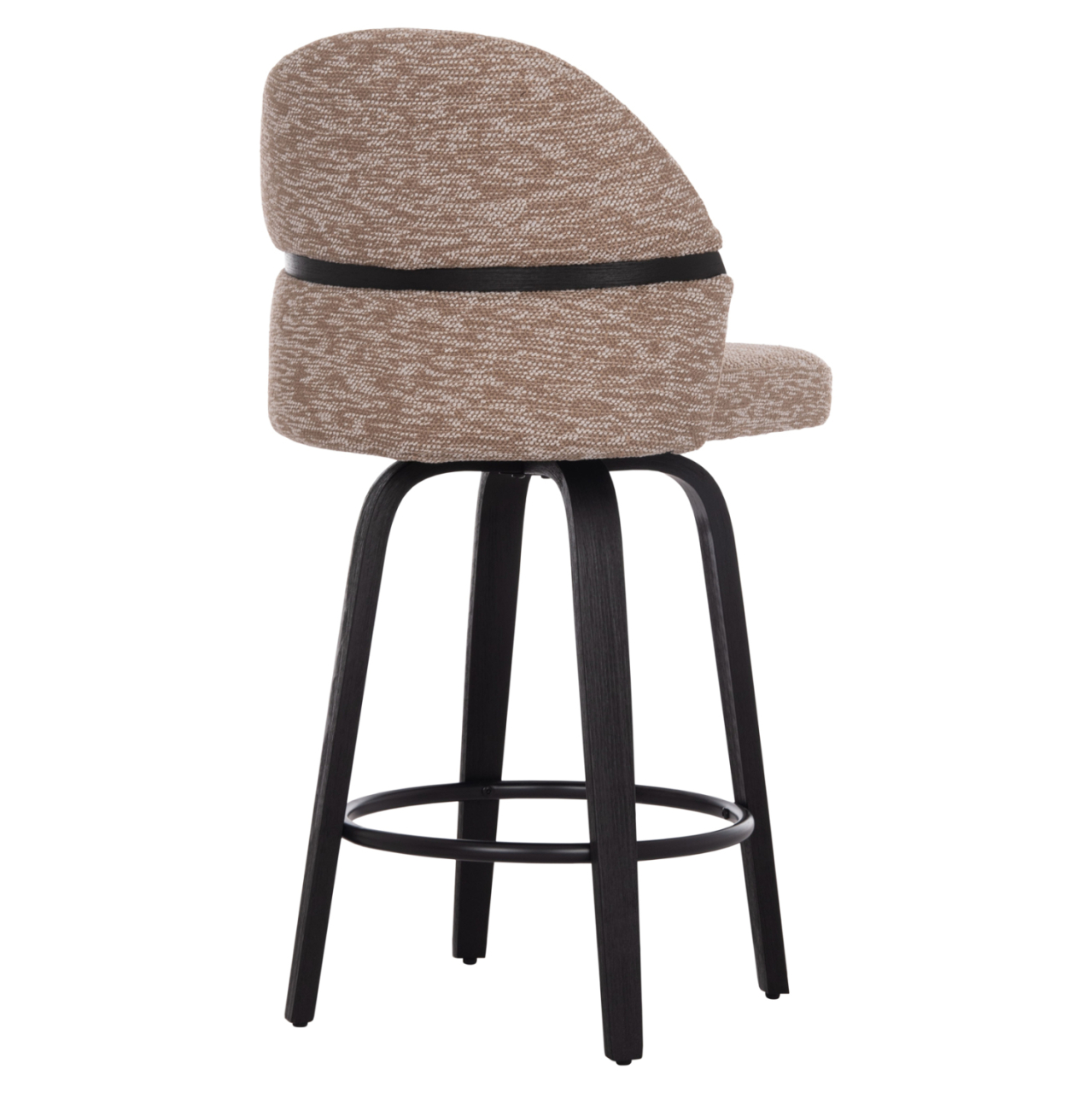 BAR STOOL SWIVEL DEKKER HM18250.03 PLYWOOD IN BLACK--FABRIC IN BROWN 48x54x96Hcm. [5]
