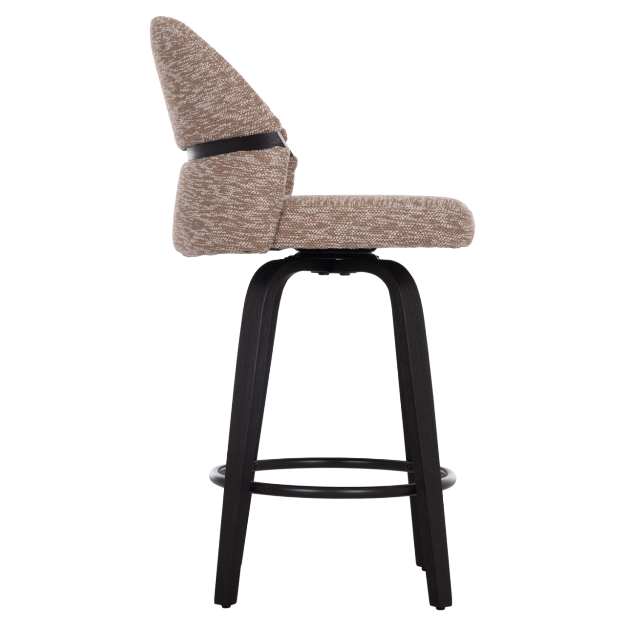 BAR STOOL SWIVEL DEKKER HM18250.03 PLYWOOD IN BLACK--FABRIC IN BROWN 48x54x96Hcm. [4]