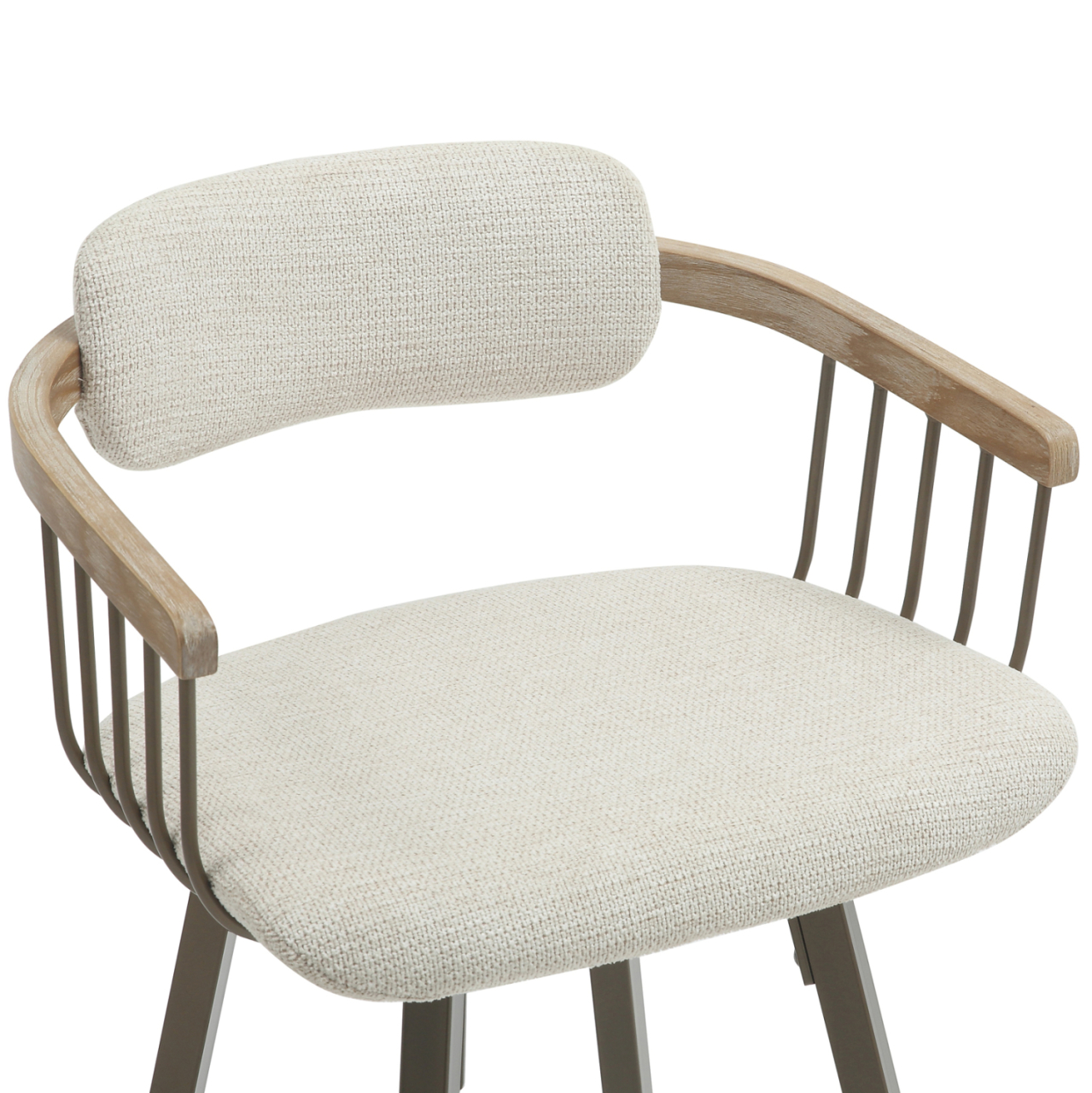 BAR STOOL SWIVEL LANG HM9990.01 ANTIQUE COPPER METAL FRAME-ECRU FABRIC 51,5x48,5x89,5Hcm. [7]