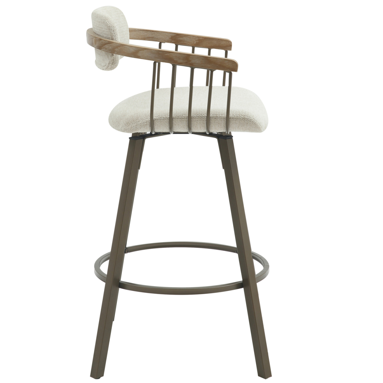 BAR STOOL SWIVEL LANG HM9990.01 ANTIQUE COPPER METAL FRAME-ECRU FABRIC 51,5x48,5x89,5Hcm. [4]