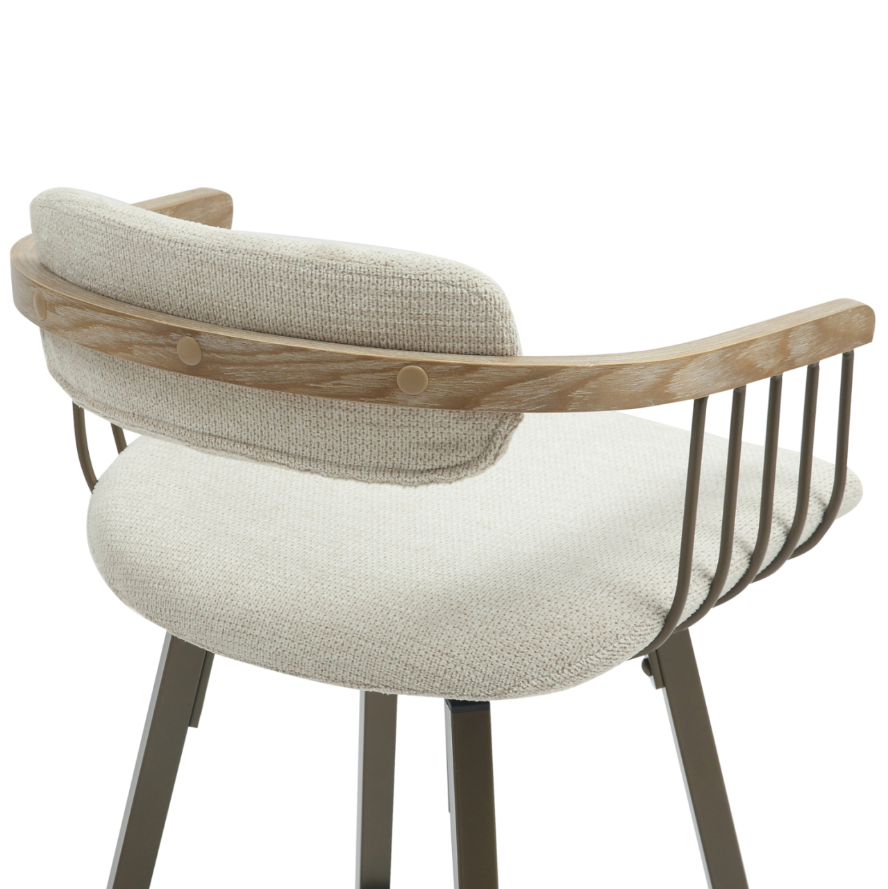 BAR STOOL SWIVEL LANG HM9990.01 ANTIQUE COPPER METAL FRAME-ECRU FABRIC 51,5x48,5x89,5Hcm. [9]