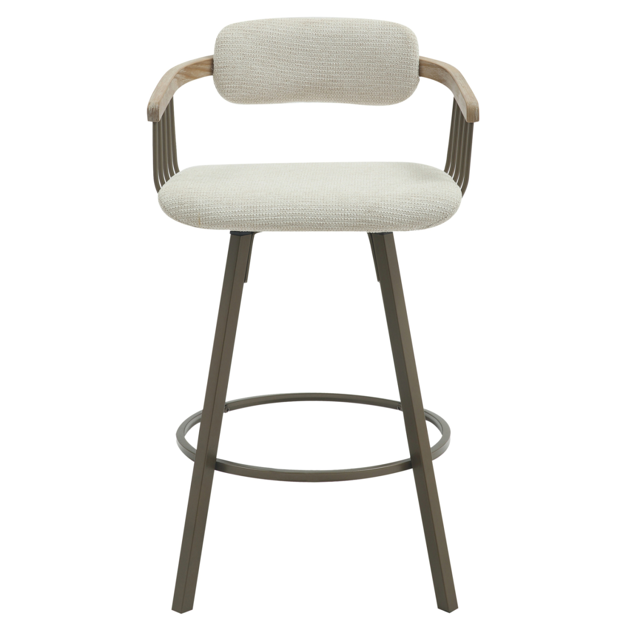 BAR STOOL SWIVEL LANG HM9990.01 ANTIQUE COPPER METAL FRAME-ECRU FABRIC 51,5x48,5x89,5Hcm. [3]