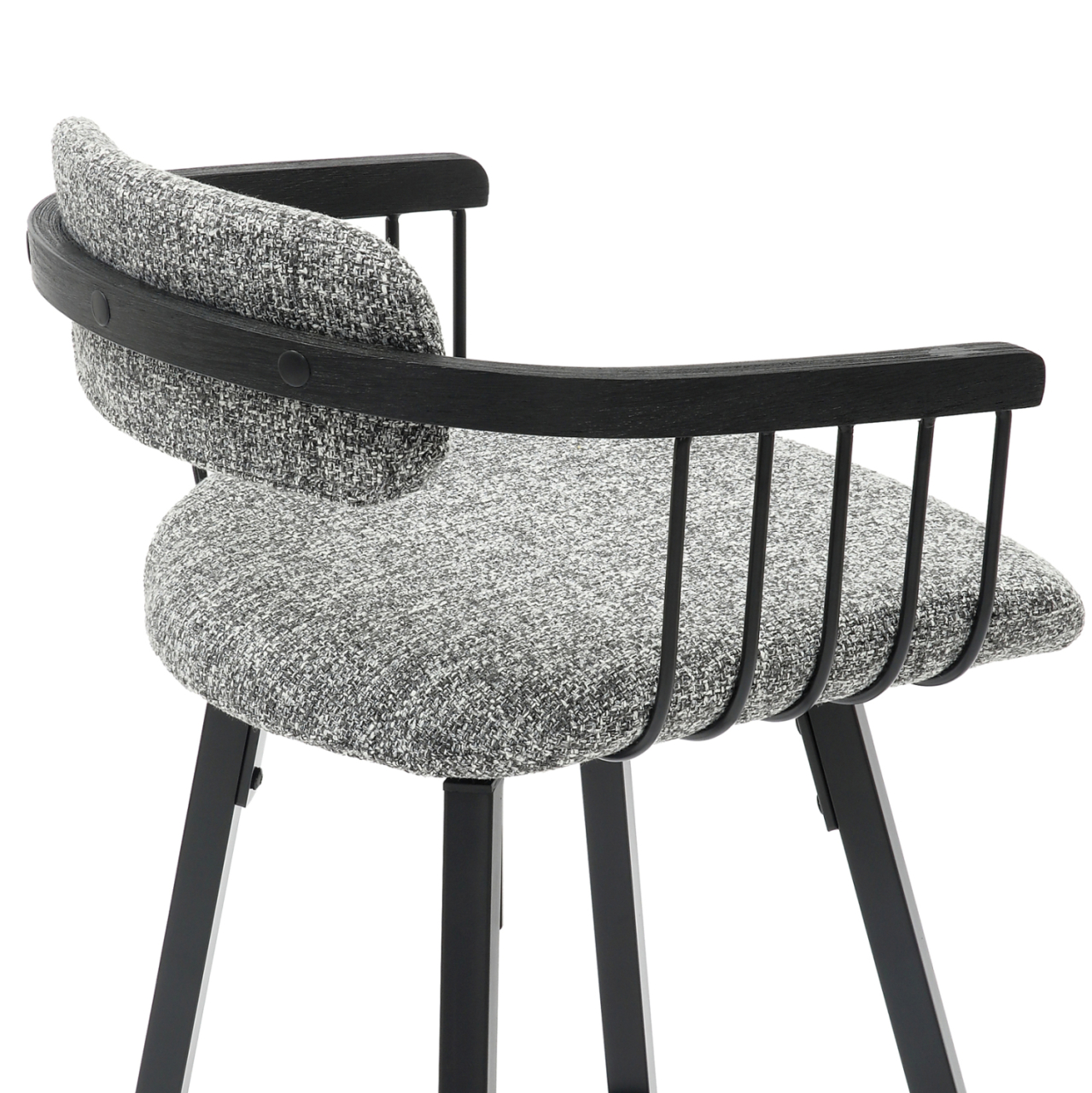 BAR STOOL SWIVEL LANG HM9990.02 BLACK METAL FRAME-GREY FABRIC 51,5x48,5x89,5Hcm. [9]