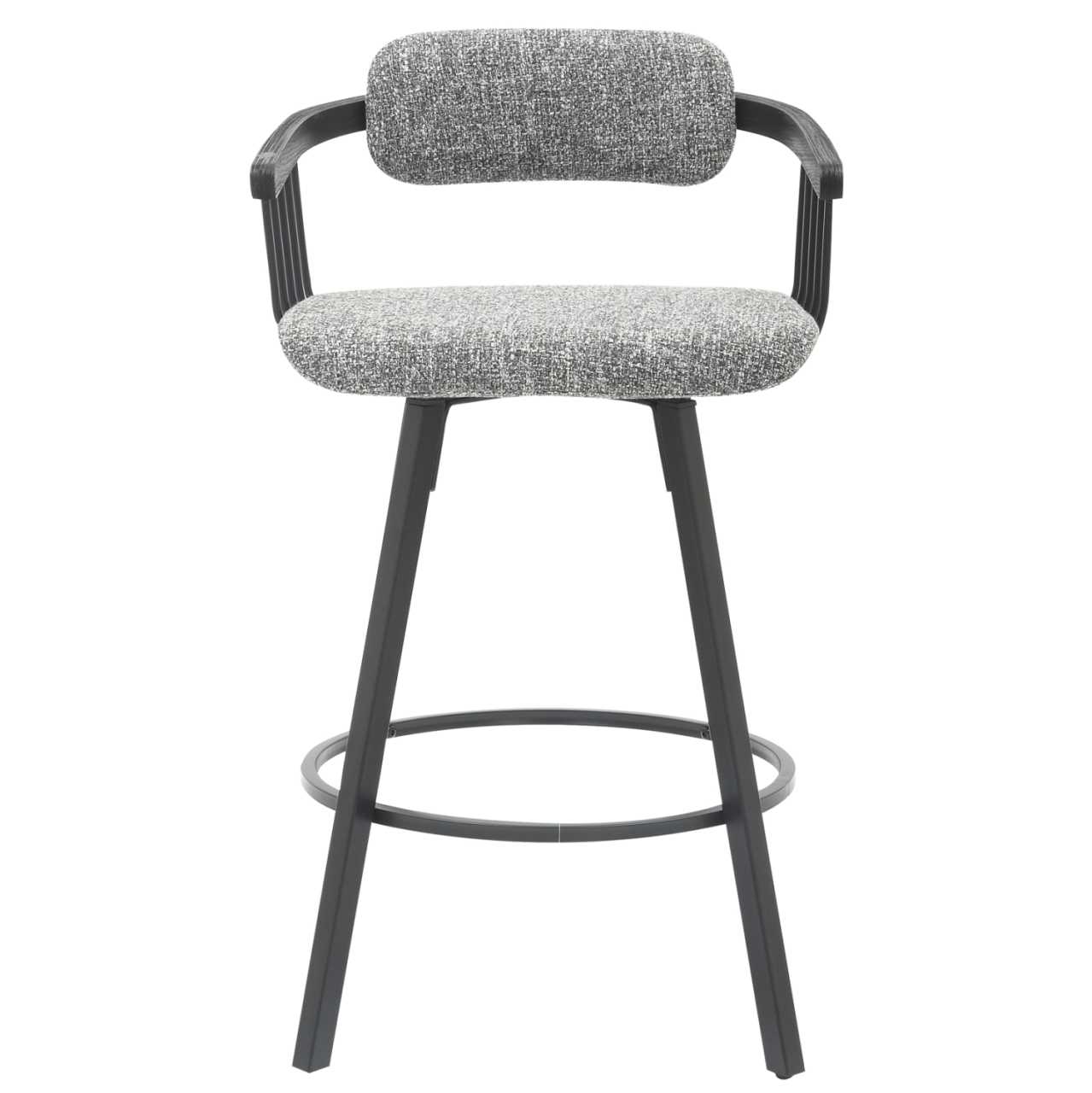 BAR STOOL SWIVEL LANG HM9990.02 BLACK METAL FRAME-GREY FABRIC 51,5x48,5x89,5Hcm. [3]