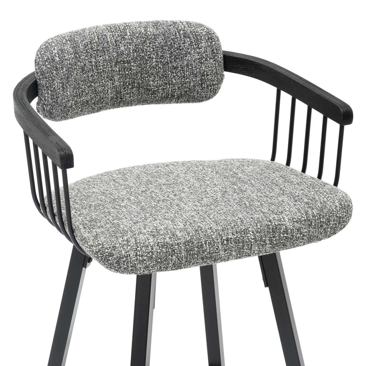 BAR STOOL SWIVEL LANG HM9990.02 BLACK METAL FRAME-GREY FABRIC 51,5x48,5x89,5Hcm. [7]