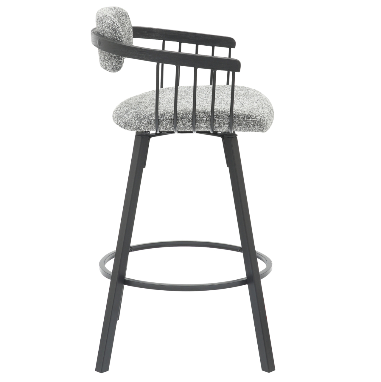 BAR STOOL SWIVEL LANG HM9990.02 BLACK METAL FRAME-GREY FABRIC 51,5x48,5x89,5Hcm. [4]