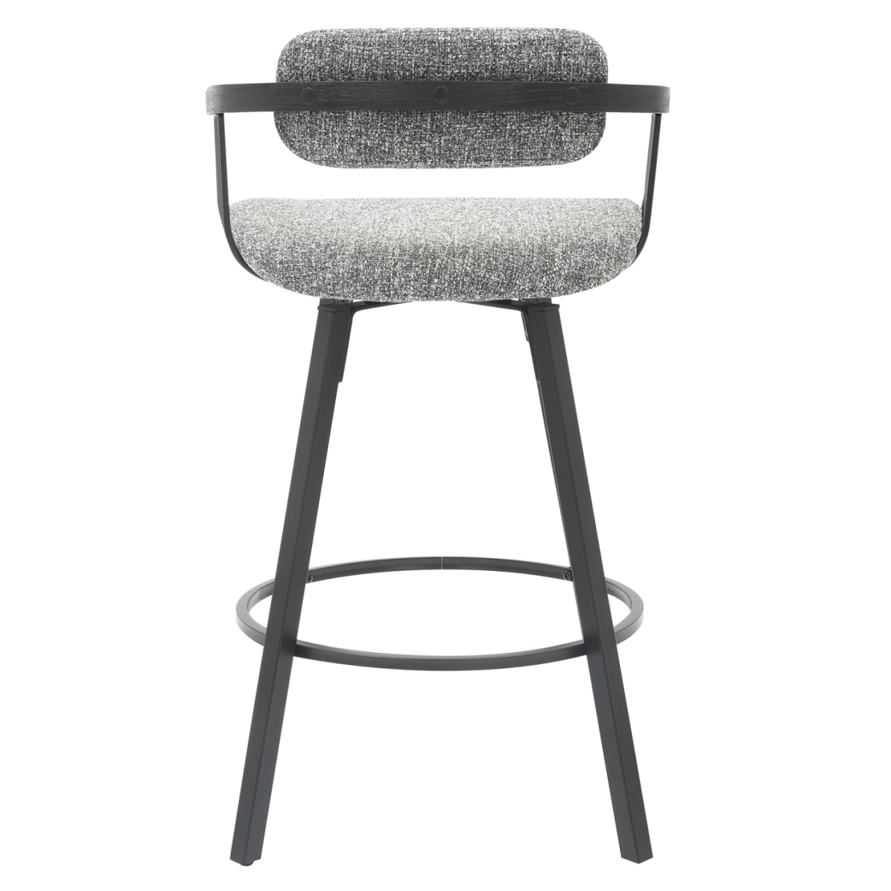 BAR STOOL SWIVEL LANG HM9990.02 BLACK METAL FRAME-GREY FABRIC 51,5x48,5x89,5Hcm. [6]