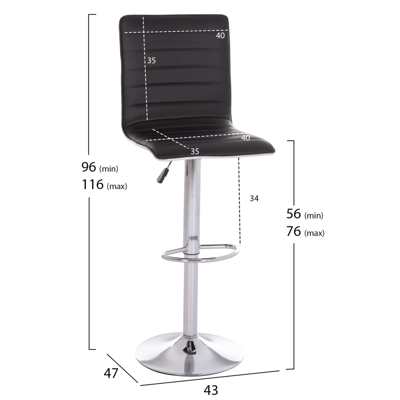 BAR STOOL SWIVEL NEXUS HM209.21 SUSPENSION and BLACK PU 43x47x116Hcm. [2]