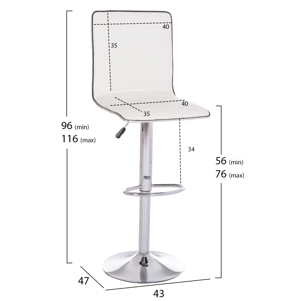 BAR STOOL SWIVEL NEXUS HM209.22 SUSPENSION and WHITE PU 43x47x116Hcm. [2]