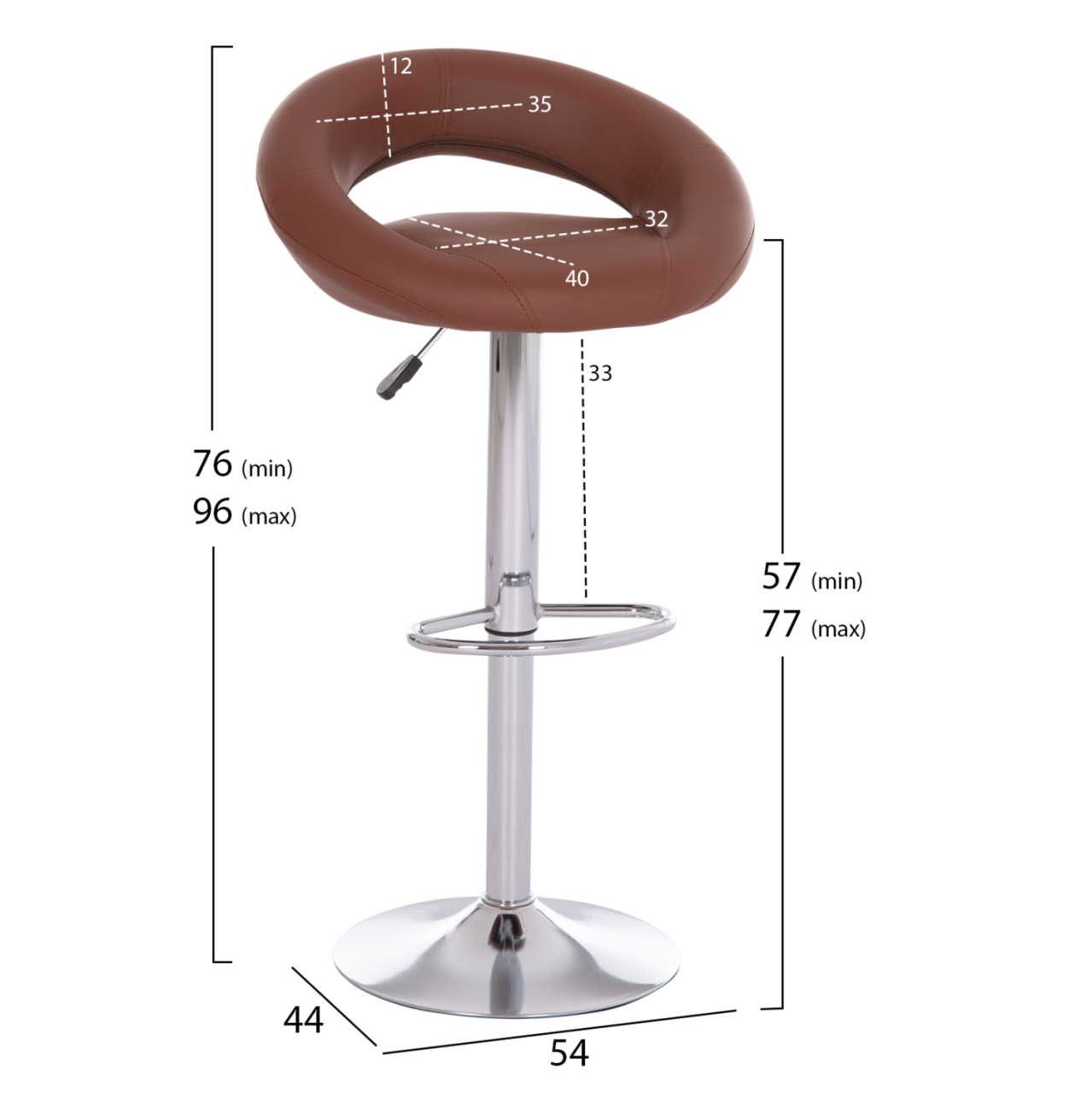 BAR STOOL SWIVEL REA HM203.23 WITH SUSPENSION-BROWN PU 54x47x96Hcm. [2]