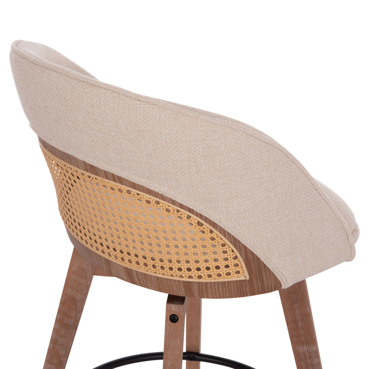 BAR STOOL SWIVEL RIKI HM18253.01 WOODEN LEGS--BEIGE FABRIC 51x53x94Hcm. [10]