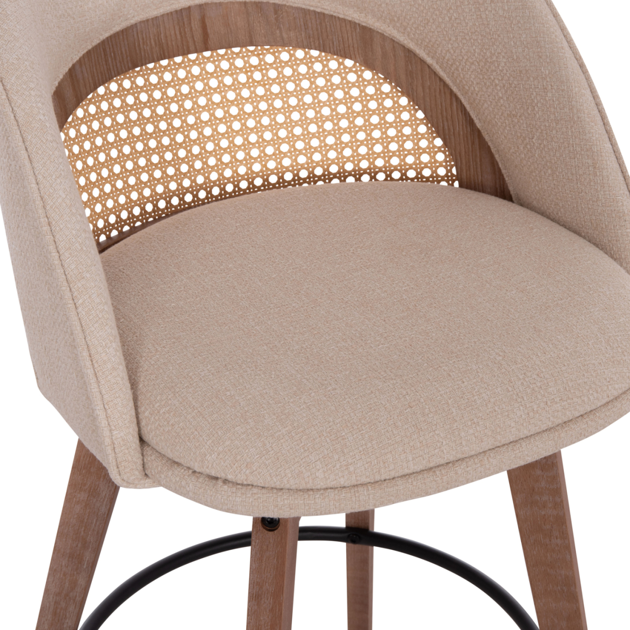 BAR STOOL SWIVEL RIKI HM18253.01 WOODEN LEGS--BEIGE FABRIC 51x53x94Hcm. [8]