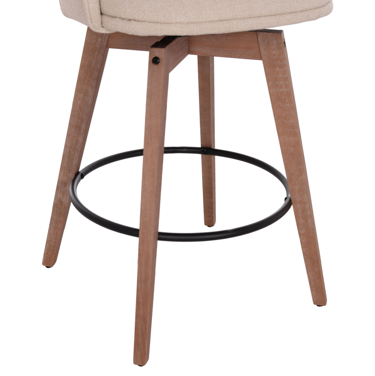 BAR STOOL SWIVEL RIKI HM18253.01 WOODEN LEGS--BEIGE FABRIC 51x53x94Hcm. [9]