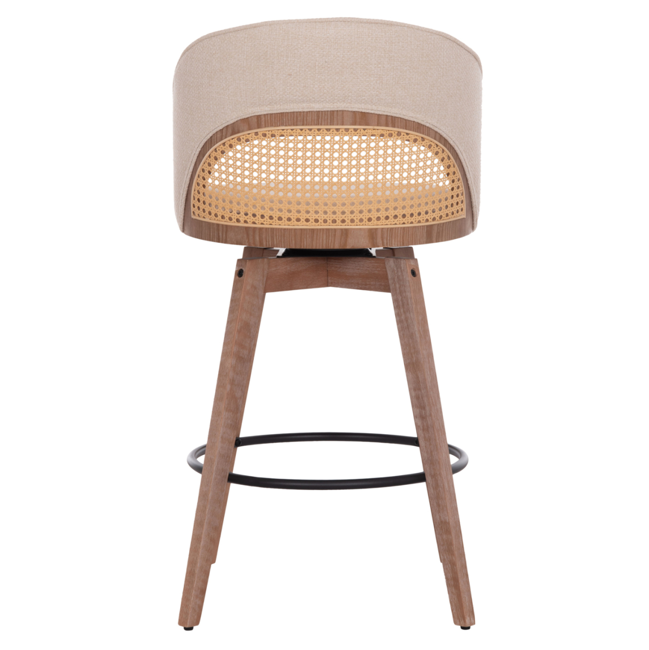 BAR STOOL SWIVEL RIKI HM18253.01 WOODEN LEGS--BEIGE FABRIC 51x53x94Hcm. [6]