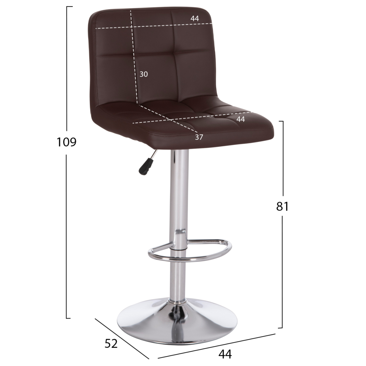 BAR STOOL SWIVELING DIANA HM202.23 BROWN PU--CHROMED METAL 44x52x109Hcm. [2]