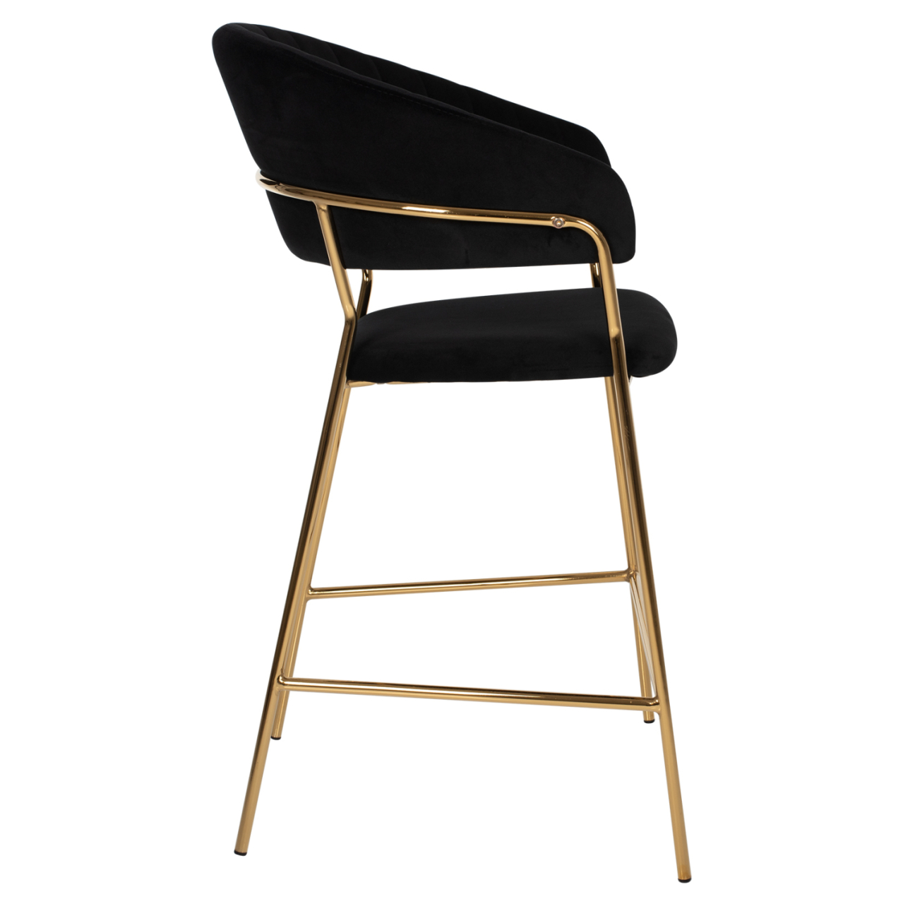 BAR STOOL THEODORE HM8734.04 BLACK VELVET GOLD METAL FRAME 60x55x100Hcm. [4]