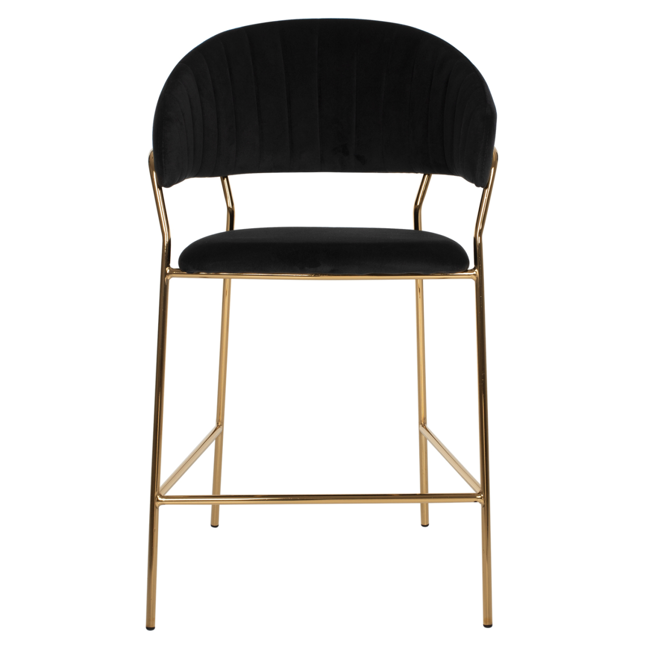 BAR STOOL THEODORE HM8734.04 BLACK VELVET GOLD METAL FRAME 60x55x100Hcm. [3]